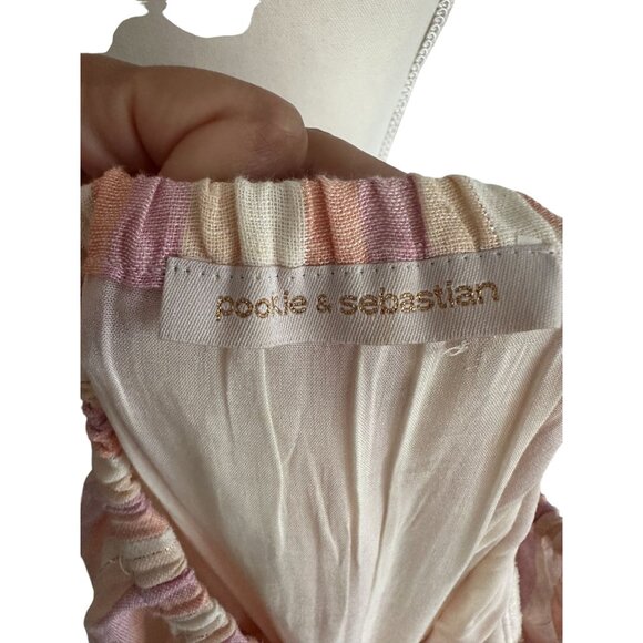 POOKIE & SEBASTIAN Striped Linen Blend Dress Size L - Picture 6 of 12